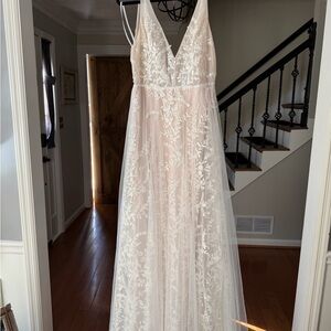 Romantic Cream Floral Wedding Gown